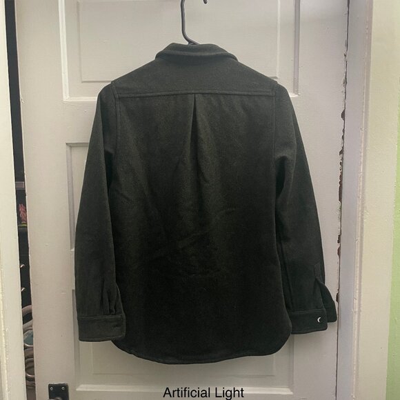 Anian Modern Melton Women Olive Wool Shacket XS - Picture 4 of 5